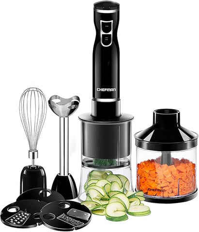 Batidora De Inmersión Chefman 6 En 1 C/ Accesorios 300W Color Negro