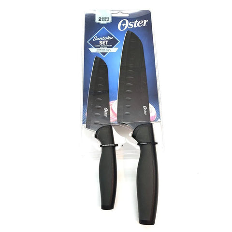 Set De Cuchillos Oster 2 Piezas Santoku Color Negro